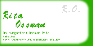 rita ossman business card